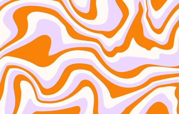 カラフルな歪んだ波を持つ抽象的な水平なグルービーの背景 スタイルレトロ60 70年代のトレンドベクターイラスト — ストックベクタ