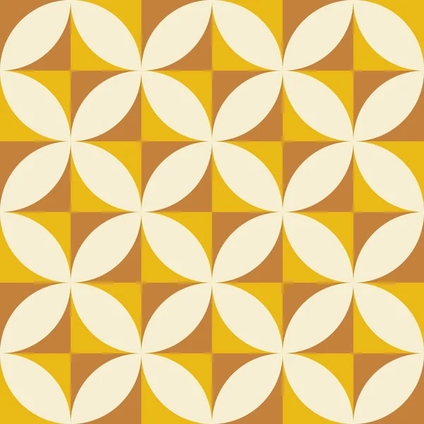 60 'lı, 70' li yıllarda eski model, dikdörtgen desenli. Tek renkli geometrik arka plan. Yüzyıl ortası sanat baskısı. Sarı, bej ve hardal renkleri. Vektör illüstrasyonu