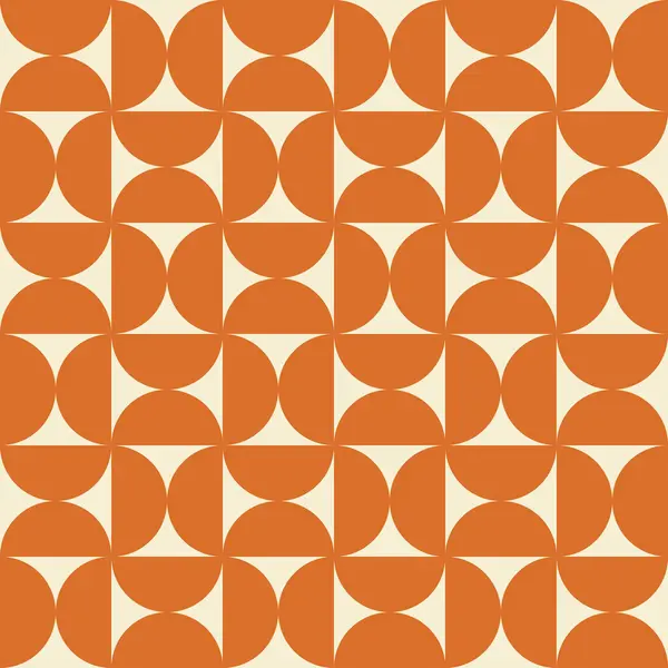 Bej bir arka planda turuncu yarı daireler ile son moda geometrik kusursuz desen. Modern soyut monokrom arkaplan. Vektör illüstrasyonu