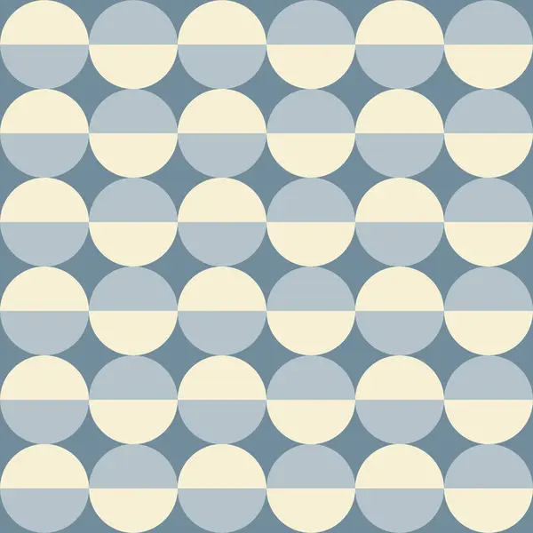 Moda geometrik kusursuz desen, mavi arka planda yarı daireler. Modern soyut monokrom arkaplan. Mavi ve bej renkler. Vektör illüstrasyonu