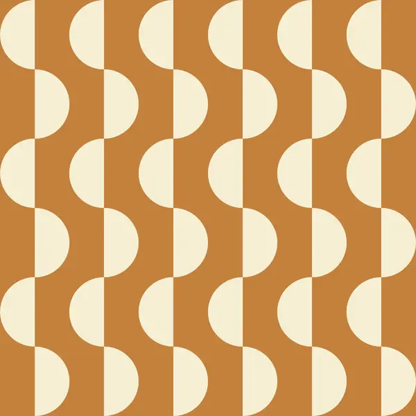 Kahverengi bir arka planda bej yarı daireler olan son moda geometrik kusursuz desen. Modern soyut monokrom arkaplan. Vektör illüstrasyonu