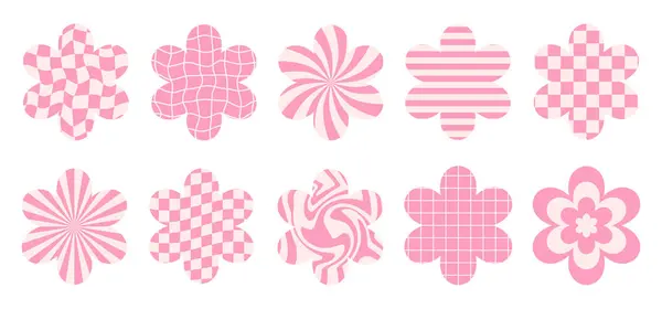 Vector Set Flowers Icons Different Backgrounds Isolated White Background Retro Royalty Free Stock Vectors