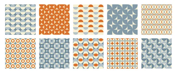 Trendy Retro Set Geometric Seamless Patterns Colorful Semicircles Circles Modern Stock Illustration