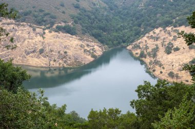 Napa 'da Yountville yakınlarındaki rektör rezervuarının bir bölümünün genel görünümü aynı ismin izini sürerek su kaynağının dolu olduğunu gösteriyor.