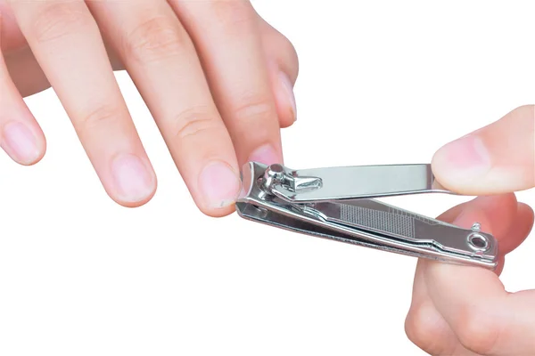 Person Making Manicure Nail Clippers — Stock Photo, Image