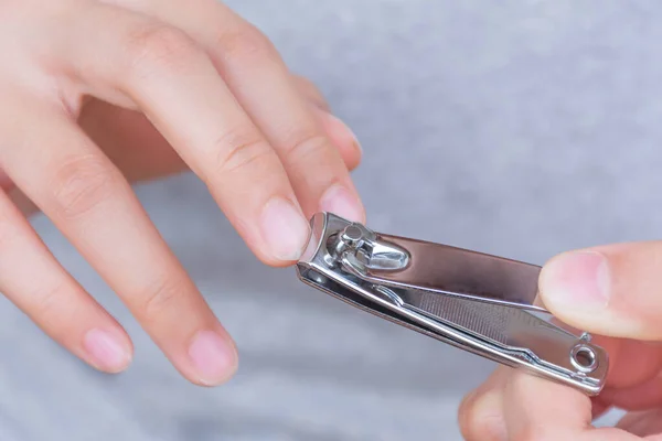 Long Finger Nails Dirty Time Cut Nail Clipper — Stock Photo, Image