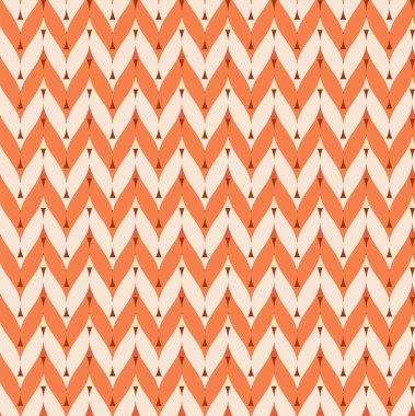 Turuncu ve beyaz örgülü kusursuz desen, tekstil, kumaş ve moda için grafik tasarım. Vektör illüstrasyonu.