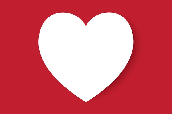 Cartão Dos Namorados Coração Branco Fundo Vermelho Ilustração Vetorial — Vetor de Stock