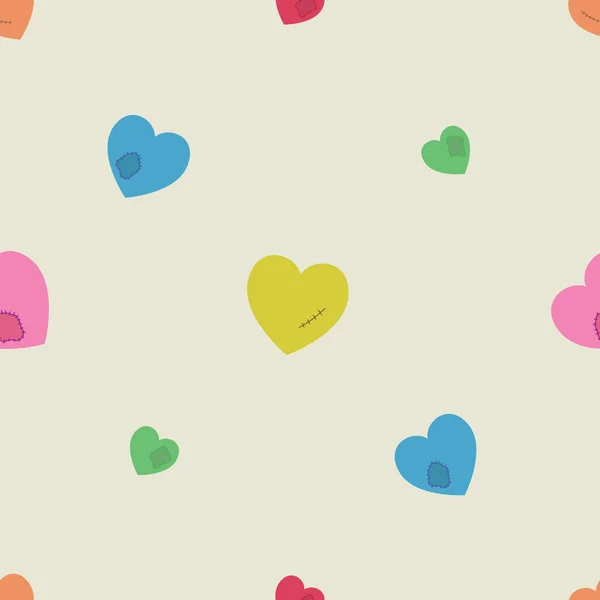Απρόσκοπτη Μοτίβο Σπασμένο Σύμβολο Της Καρδιάς Πολύχρωμο Φόντο Μοτίβο Εικονογράφηση — Διανυσματικό Αρχείο