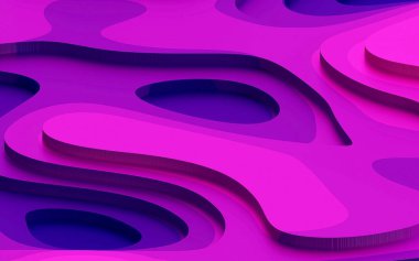 Yuvarlak şekilli, katman desenli renkli soyut bir arka plan. 3 Boyutlu Resim Çizimi.