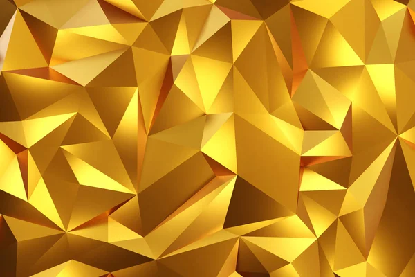 Abstract Geometric Gold Color Background Polygon Low Poly Pattern Render — Stock Photo, Image