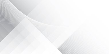 Soyut beyaz ve gri renk, geometrik dikdörtgen şekilli ve eğri çizgili modern tasarım arka planı. Vektör illüstrasyonu.