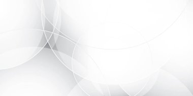 Soyut beyaz ve gri renk, geometrik yuvarlak şekilli modern tasarım çizgileri. Vektör illüstrasyonu.