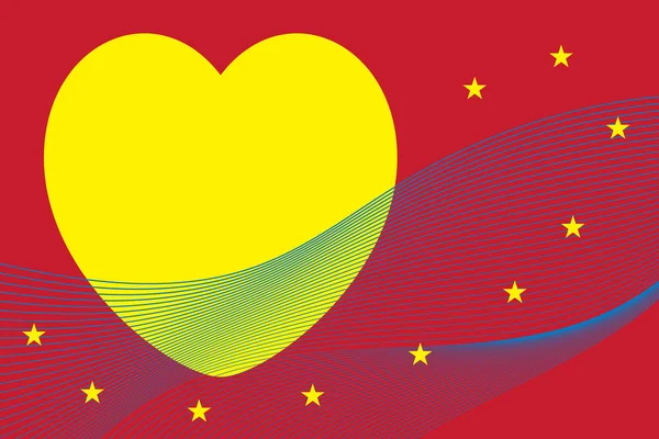 Основные Цвета Фона Синий Красный Желтый Сердцем Формой Звезды Восковая — стоковый вектор