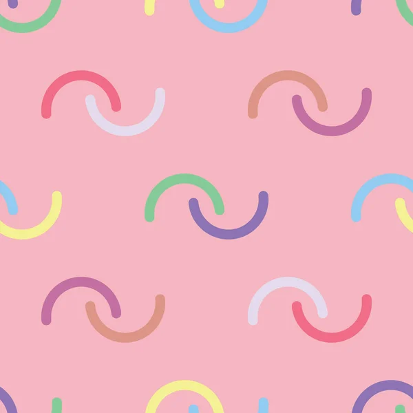 Nahtloses Muster Mit Runder Form Mehrfarbig Auf Rosa Hintergrund Vektorillustration — Stockvektor