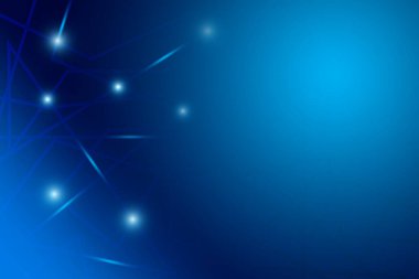 Soyut mavi teknoloji arka planında koyu mavi renkli ve geometrik çizgili neon ışığı var. Vektör illüstrasyonu.