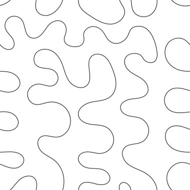 Yuvarlak şekilli, siyah-beyaz renkli, modern tasarım çizgili kusursuz desen. Vektör illüstrasyonu.