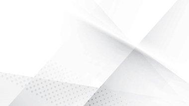 Soyut beyaz ve gri renk, geometrik şekilli ve yarım tonlu modern tasarım çizgileri. Vektör illüstrasyonu.