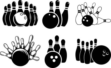 Bowling ve bowling lobutları simgesi beyaza izole edildi.