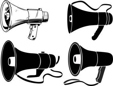 megafon ve hoparlör simgeleri beyaza izole edildi.