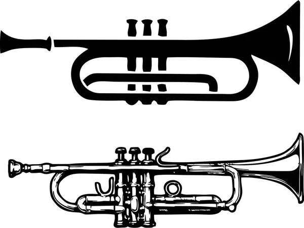 白に分離されたトランペット楽器のイラスト — ストック写真
