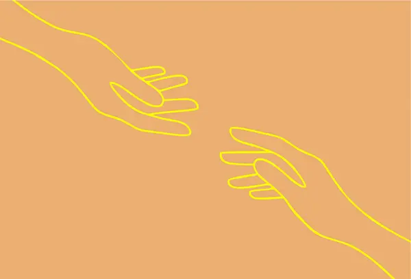 hand drawn  illustration of hands reach out to each other on background