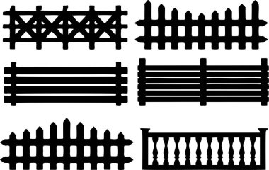 beyaz arkaplanda basit izole edilmiş çit simgesi seti