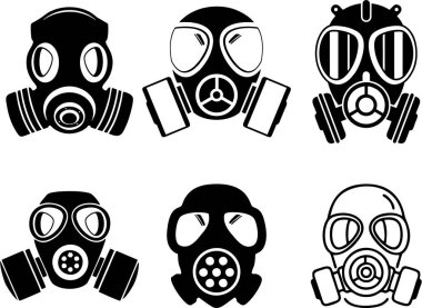 siyah ve beyaz gaz maskeleri