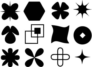 Tasarım için vektör soyut basit geometrik tasarım ögesi kümesi 