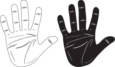 İnsan avuçlarını yüksek çözünürlükte aç. El falı, öngörü ve kehanet hizmetleri pazarlama afişi, afiş veya internet afişi. Eski tasarım.