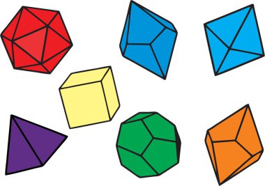 Beyaz arkaplanda soyut açısal asimetrik şekiller. Geometrik izometrik elementlerin 3 boyutlu hali. Çevrimiçi matematik ve geometri öğretmek için üç boyutlu nesneler. 