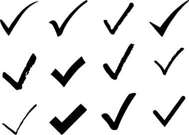 Doğru simgeleri işaretle veya doğru işaretle. Farklı biçim ve biçim kontrol listesi tasarımları