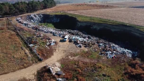 Lixo Com Vista Aérea Montes Sacos Plástico Drone Voar Muito — Vídeo de Stock