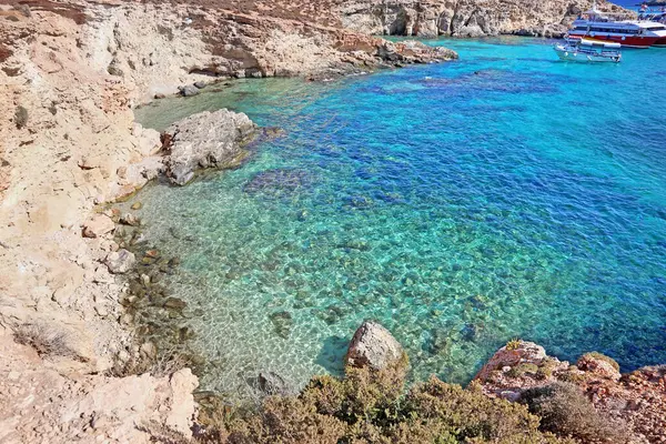 Landskap Blå Lagunen Turkosa Stranden Malta Comino — Stockfoto