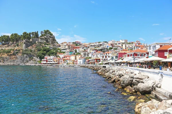 Krajobraz Miasta Parga Preveza Grecja Słynne Miejsce Letniego Wypoczynku Epirus — Zdjęcie stockowe