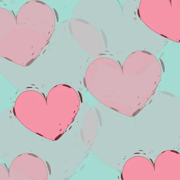 ブルーバックグラウンドベクターのピンクのハートでテーマ バレンタインデーのテーマ 愛のアイコン — ストックベクタ