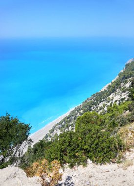 Lefkada Adası 'ndaki Egremni Sahili - İyon Denizi