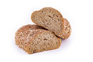 Beyaz pirinç tarlasında izole edilmiş çok tahıllı ekmek.