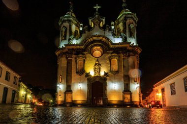 Nossa Senhora do Carmo Kilisesi 'nin gece yüzü - Sao Joao Del Rei