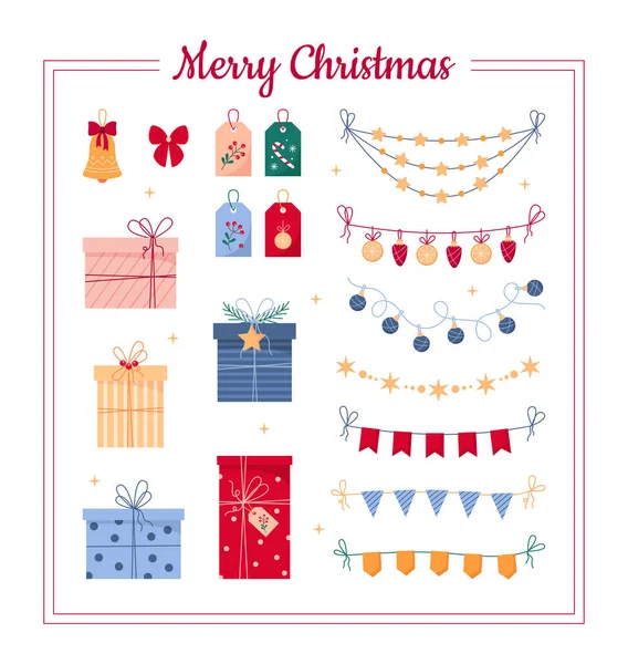 A Set Of Christmas Holiday Gift Tags Aligned In A Row Stock Illustration -  Download Image Now - iStock