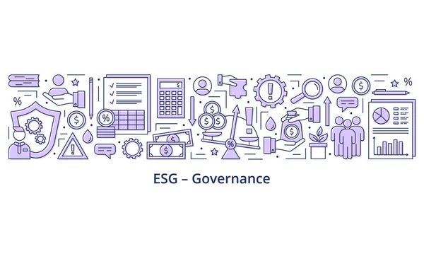 Поняття Esg Governance Іконки Банер Тарілка Візуальне Зображення Білому Тлі — стоковий вектор