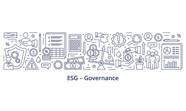 Поняття Esg Governance Іконки Банер Тарілка Ілюстрація Білому Тлі — стокове фото