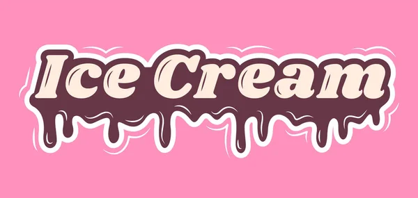 Ice Cream Vector Tekst Illustratie Een Roze Achtergrond — Stockvector