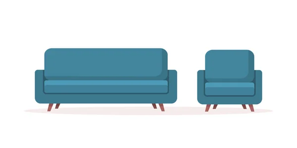 Cozy Home Interior Design Concept Interior Furniture Sofa Armchair Set — Stock Vector