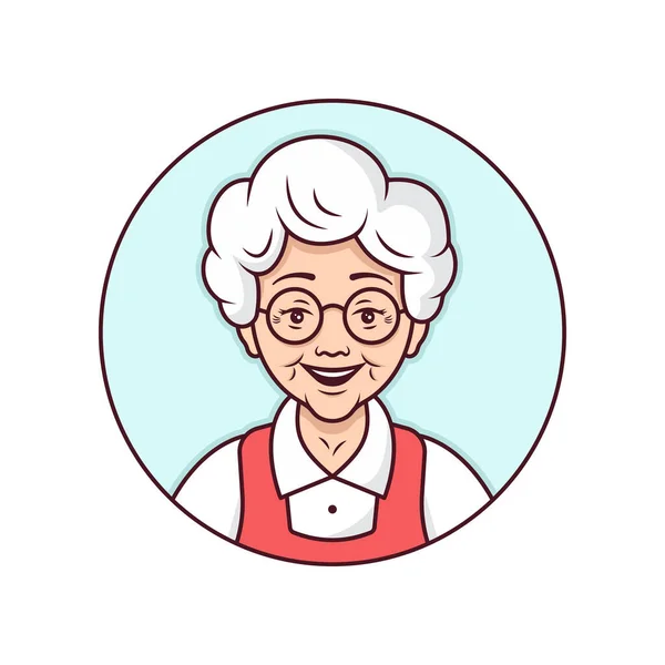 Happy Old Woman Portrait Character Design Avatar Old Female Cute — Stock Vector