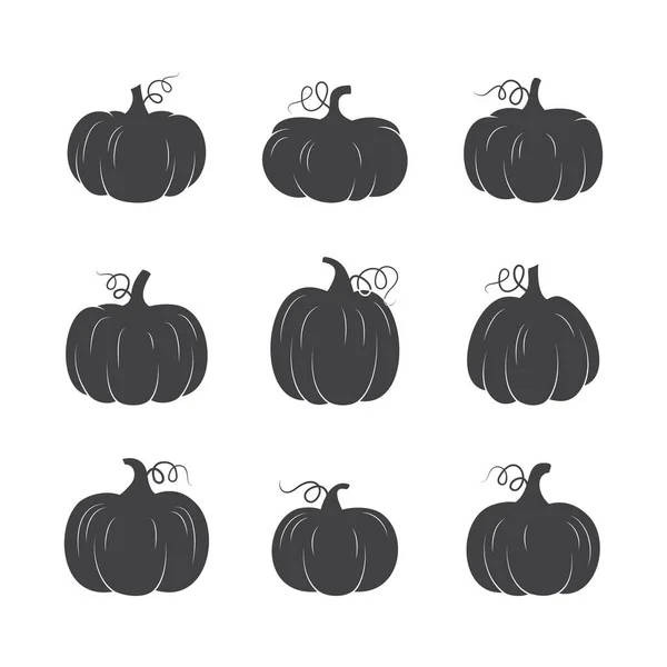 Pumpkin Silhouettes Set Fall Design Vector Illustration White Background — Stock Vector