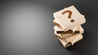 Bir grup soru işareti; iş ve hayat kavramları. Asıl 3d oluşturma
