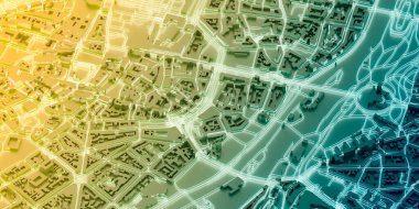 Tekno mega şehir; kentsel ve geleceksel teknoloji kavramları, orijinal 3D tasarım