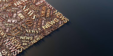 Soyut gazete kağıdı şekli, orijinal 3D görüntüleme. RF illüstrasyon, rastgele metin