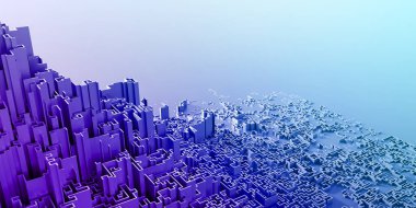 Infinite maze mega city: technology and development concepts, original 3d rendering